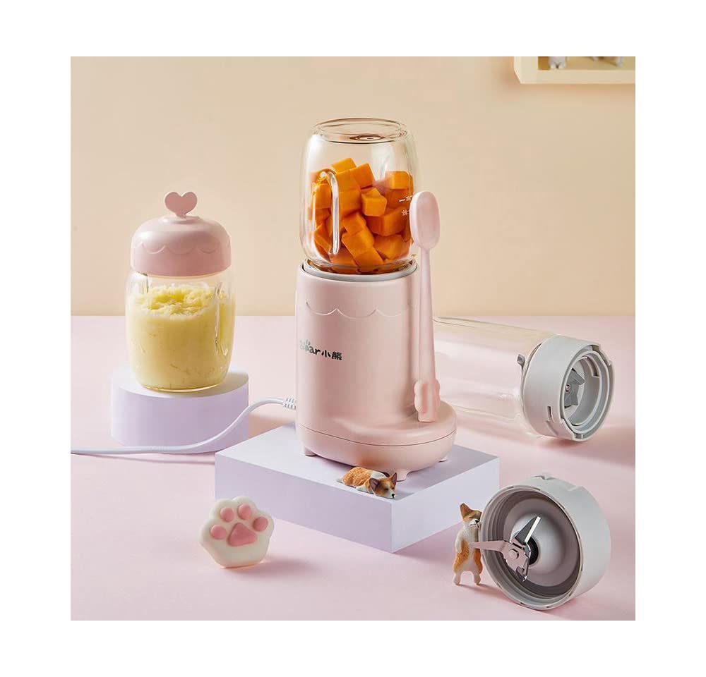 300ML Baby Blender Borosilicate Glass Food Supplement Baby Food Blender 220V Electric 3 Types Knife Grinder With 3 Cups Container Pink