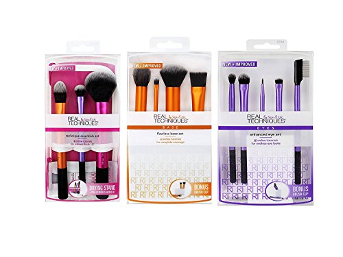 Real Techniques Brush Set 3 pack , Essential, Flawless Base and Enhanced Eyes Kits