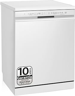 LG DF243FW - Lavavajillas con Función Quadwash, Sistema EasyRack, Cestos Flexibles, Bandeja para Cubiertos, Sistema Autodiagnóstico, Display LED Táctil, 14 L, Eficiencia D, Color Blanco