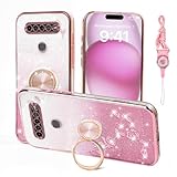 Nouxwerx for LG K51 Phone Case, Case for LG Reflect Cute TPU Soft Slim Pink Cover for Girls Women with Ring Stand Strap Lanyard Shockproof Protective Case for LG Q51. (Rose Gold)