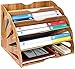 Bandejas de Madera para Archivar Papelería de Escritorio de Madera Grande, Organizador de Archivos, Bandeja para Papel A4, Revista, Papel y Documentos (5 capas)