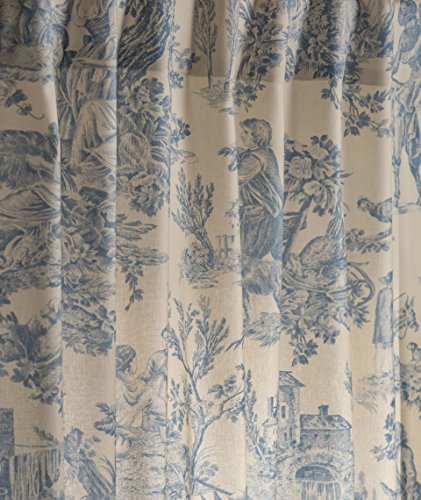 Maison D' Hermine Curtain 100% Cotton 50"X84" Curtains 1 Panel Easy Hanging With A Rod Pocket & Loop For Kitchen, Bedrooms & Offices, The Miller - Blue - Spring/Summer #TOP1