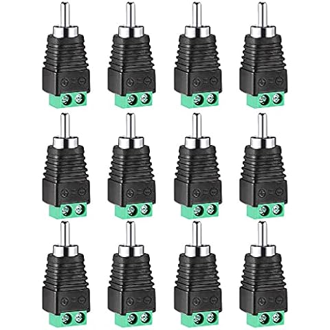 Xwell RCA to AV Screw Terminal Connector, RCA Cable Audio Adapter,Phono RCA Male Plug Solderless Converter Audio/Video Speaker Wire Connectors Solderless Adapter Cover