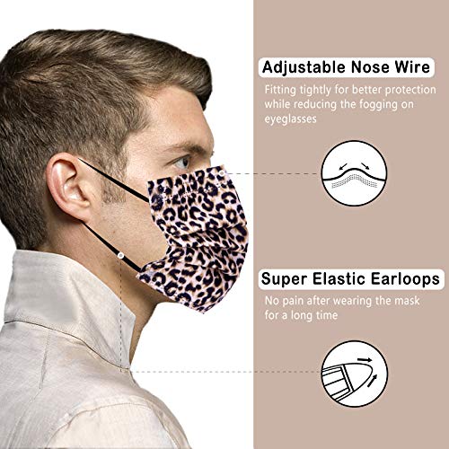 Image of Borje Disposable Face Masks with Designs Cute Face Mask 3 Ply Cheetah Print 50 Pcs