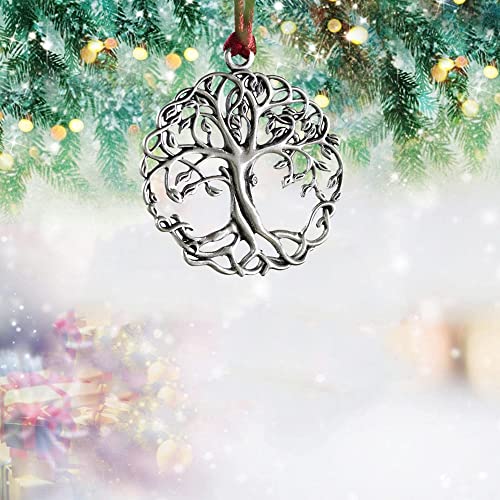 Vizoe Solid Pewter Christmas Tree Ornament Hanging Metal Christmas Decorations Holiday Ornaments Hanging Pendants Decoration For Home Party Xmas Tree Décor (Life Tree) #TOP1