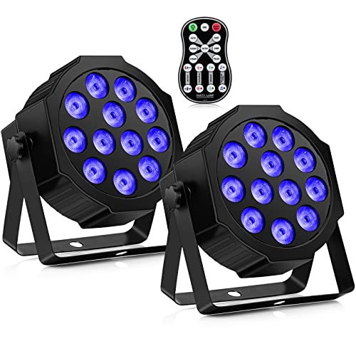 LED Stage Par DJ Lights - 48W 12LEDs RGBW Stage Lighting with Remote & DMX Control Sound Activated Stage Uplights for Wedding Halloween Christmas Theater Church Birthday Party Club Events