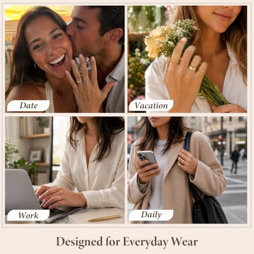 FIRSTGIFT 5Pcs Stackable Rings for Women Gold Silver Adjustable Thumb Rings - image 5