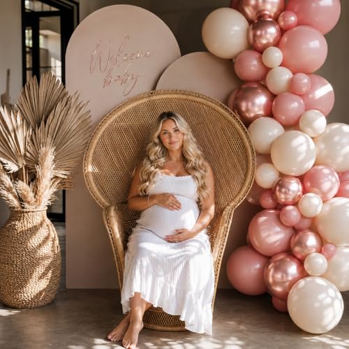 Image of Blush Pink Balloons, 60 Packs 12 Inch Retro Pink Double Stuffed Nude Beige Balloon, Dusty Pink and Rose Gold Boho Balloons Set for Birthday Bridal Baby Shower Weddings Mothers Day Party Decoration