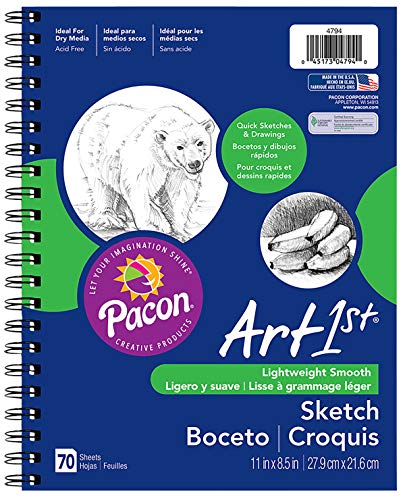 Pacon Art1st Sketch Diary, 60 lb Text Paper Stock, Blue Cover, (70) 11 x 8.5 Sheets