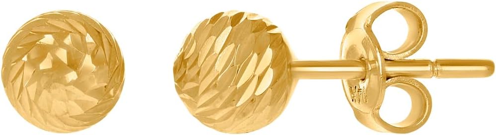 14k Yellow Gold Womens 6mm Ball Stud Earrings Ball Earring for Women