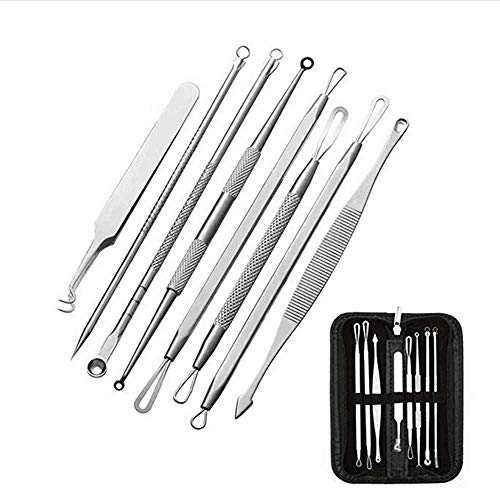 Preisvergleich Produktbild 8 Stücke Mitesserentferner Set, TopBine Komedonenquetscher Set Pickel Werkzeug Aus Chirurgischem Edelstahl-Doppelseitig -Geeignet für Pickel Akne Blackhead Whitehead Mitesser Extraktoren
