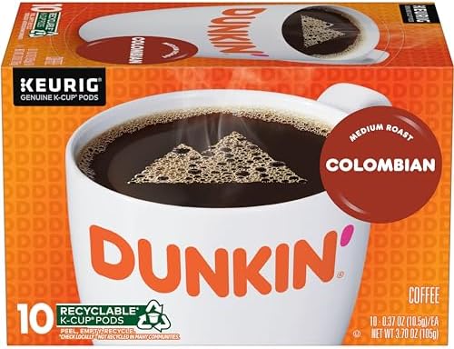Dunkin' Colombian Medium Roast Coffee, 60 Keurig K-Cup Pods