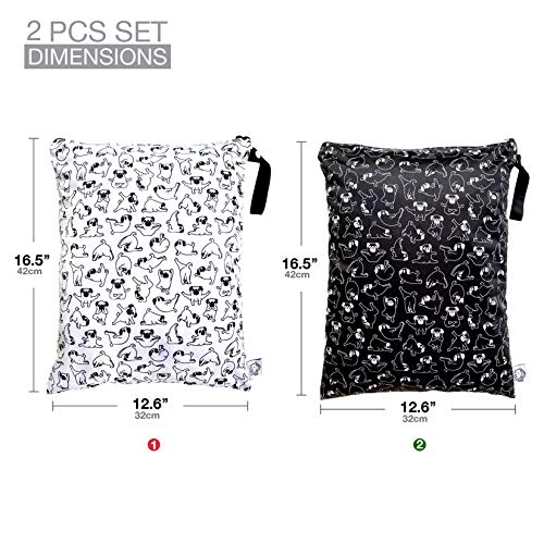 image for FLOCK THREE 2PCS Wet Bag Waterproof Reusable, Baby Diaper Bag, Washabl