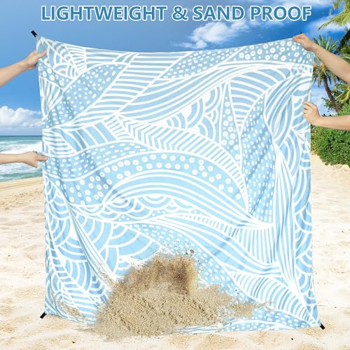 Image of WIWIGO Beach Blanket Waterproof Sandproof Beach Mat 79 inch X 83 inch /10'x9'for 2-8 Adults Quick Drying Outdoor Picnic Mat Beach Accessories for Travel, Camping, Hiking