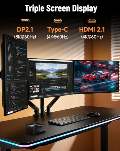 Image of Gaming Mini PC with AMD Ryzen 7 8745HS (Upgraded 7840HS /7735HS) Up to 4.9GHz 8C /16T,16GB RAM (Upgradable to 256GB) & 512GB M.2 NVMe SSD Desktop Mini Computers Office Home,2.5GbE,Triple 8K Display Bmax