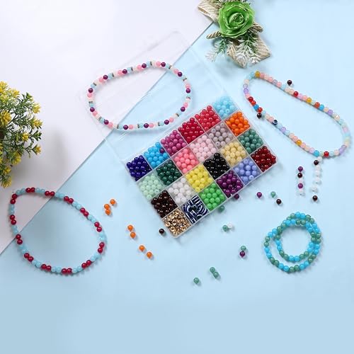 Image of ambitieux Diy Bracelet Making Kit - 600+ Pcs 24 Colorful Beads, 10M Elastic Thread, Jute Bag, And Cutter - Gift For Girls Birthdays (Moon 8Mm),Multicolor