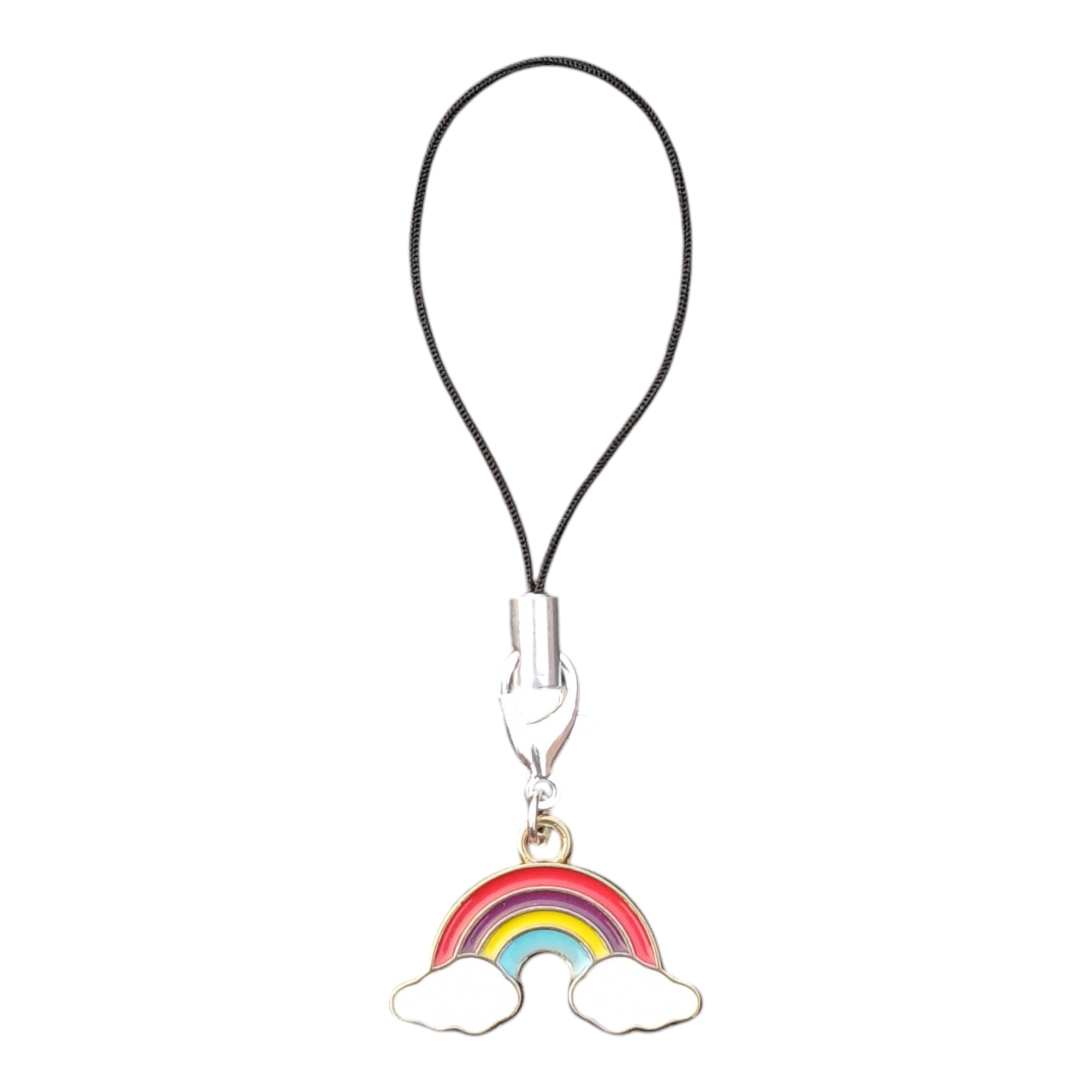 Rainbow Phone Strap Charm with Clouds and Cord Multicolour | Adds a stylish decorative touch to phones, tablets, cameras, keychains, bags-image-46