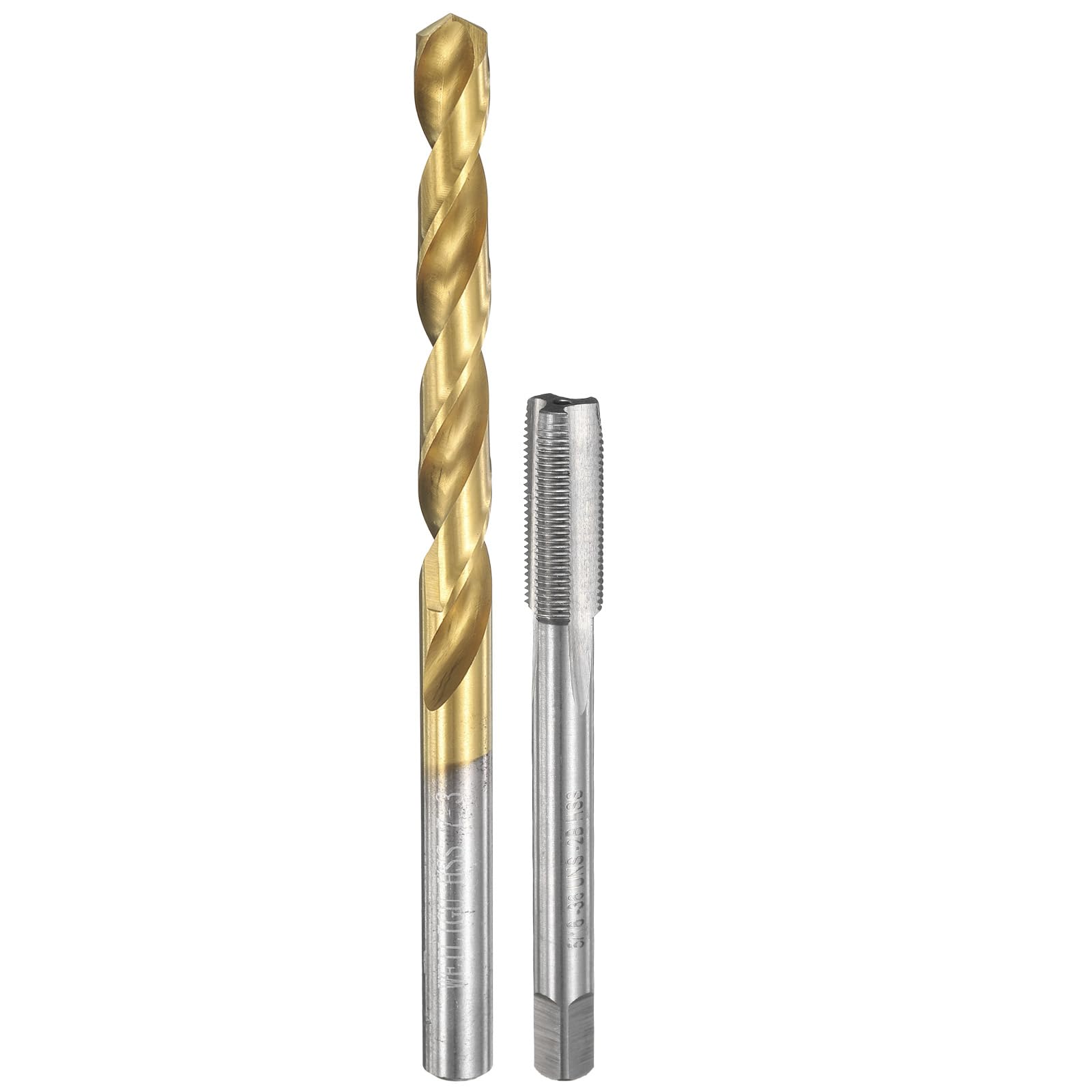 Set di maschi e punte da trapano, 1 maschio per filettatura a scanalatura dritta da 5/16-36 UNS e 1 punta elicoidale da 7,3 mm, kit di utensili per filettatura HSS-6542 non rivestiti/rivestiti in t