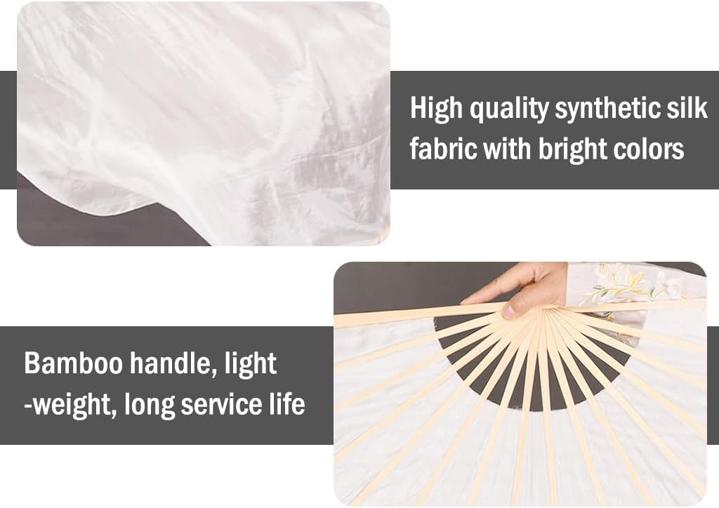 1 Pair Belly Dance Silk Fans, Chinese Dance Fan Veil, 180cm Length Dancing Fan, Props Silk Fan, Silk Belly Dance Fan Veil, Dancer Practice Long Imitation Dance, Gifts for Dancers