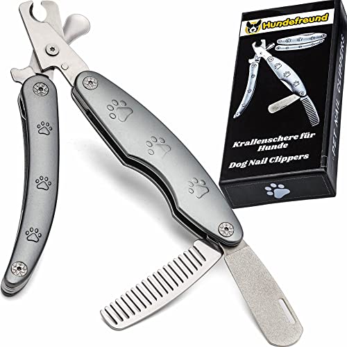 Hundefreund Coupe Ongle Chien avec Lime & Peigne - Qualité Salon de Toilettage pour Chiens avec Système de Sécurité pour l'entretien des Griffes avec Lime Griffes Chien, Coupe Griffe Chien Cover