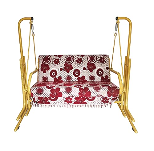 Image of s k modern art Swing with Stand | Jhula for Adults with Cushion for Home /Patio (Single Seater, Golden)