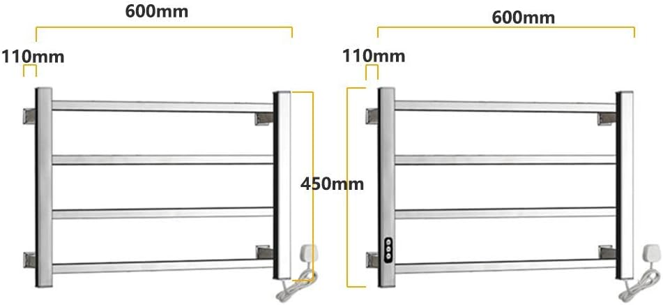 Electric Heated Towel Rack 40w Timing Function Energy Saving Disinfection Bathroom Stainless Steel Radiator Suitable for Modern Furniture Life (A)