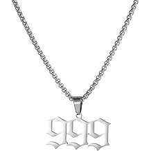 Custom 999Stainless Steel Necklace, Hiphop Punk Rock Pendant Titanium Jewelry, Numerology Gift for Women &amp; Men