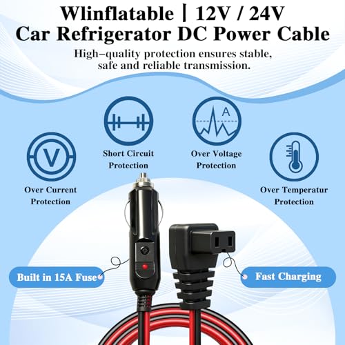 16.4 FT DC Power Cord Cable 12V/24V for Car Fridge Car Refrigerator Freezer Compatible with Alpicool, ARB,BougeRV, Bodega, Dometic,Euhomy, ICECO Etc Most Brands Portable Refrigerator (Black, 16.4 FT) by ApexscnView - Image 2