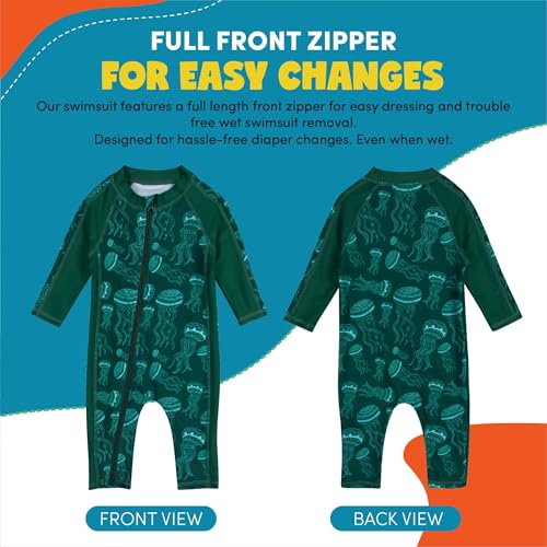Image of SwimZip UPF50+ Boys Swim Shirt, Long Sleeve One Piece Kids Sunsuit