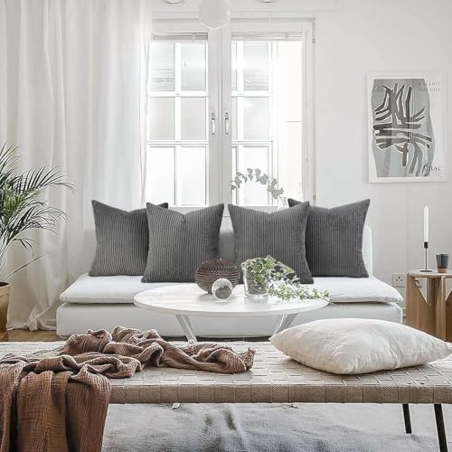 Image of Topfinel Decorative Grey Throw Pillow Covers Cushion Cases, Set of 4 Soft Velvet Modern Double-Sided Designs, Mix and Match for Home Decor, Pillow Inserts Not Included (18x18 inch)