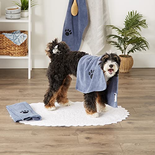 Image of Bone Dry Pet Grooming, Embroidered Microfiber Towel Drying Collection, 15x30, Stonewash Blue