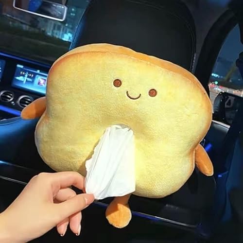 HEHW 車用ティッシュケース 車 ティッシュカバー カー ティッシュボックス ぬいぐるみ 動物 可愛い 漫画 フワフワ 吊り下げ 便利 車内収納 (トースト)