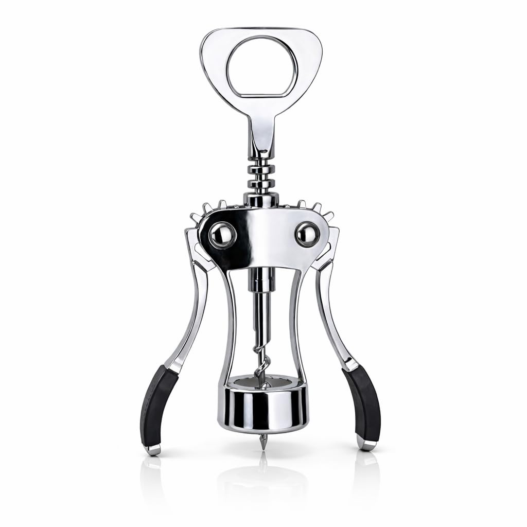 Corkscrew Wine Bottle Opener, Premium Wing Corkscrew Wine Opener, Manual Wing Style Wine Bottle Opener Multi Function Bottle Opener Corkscrew with Gear Assisted Cork Screw for Wine Bottle and Cap