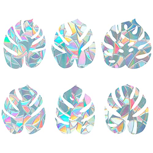 Image of GORGECRAFT 6x7 Inch Leaf Window Clings Static Rainbow Window Stickers Anti-Collision Glass Decals Sun Catcher Decorations Non Adhesive Prismatic Vinyl for St. Patrick's Day Decor Prevent Stop Birds