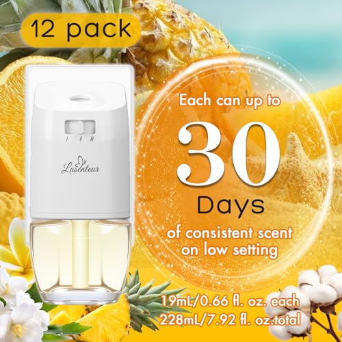 Image of Plug Ins Air Freshener Refills for Home, Summer Scented Refill, 12 Count | Jasmine, Hawaiian, Cotton Scent, Compatible with Air Wick & Glade, 7.92 Fl Oz for Home, Bathrooms, Office, Kitchen