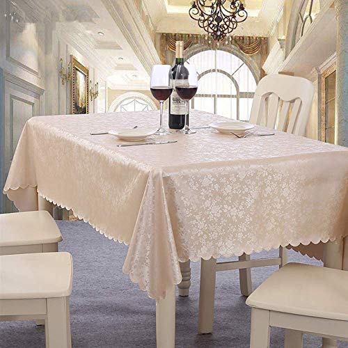 Nappe rectangle jacquard blanc motif fleuri 130x170cm - 7