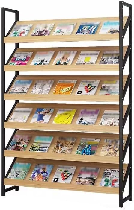 Heavy Duty Vertical Magazine Rack - Large 6-Tier Floor Stand Brochure Holder for Home, Office, School - Modern Document Storage Display Shelf (Style 2)