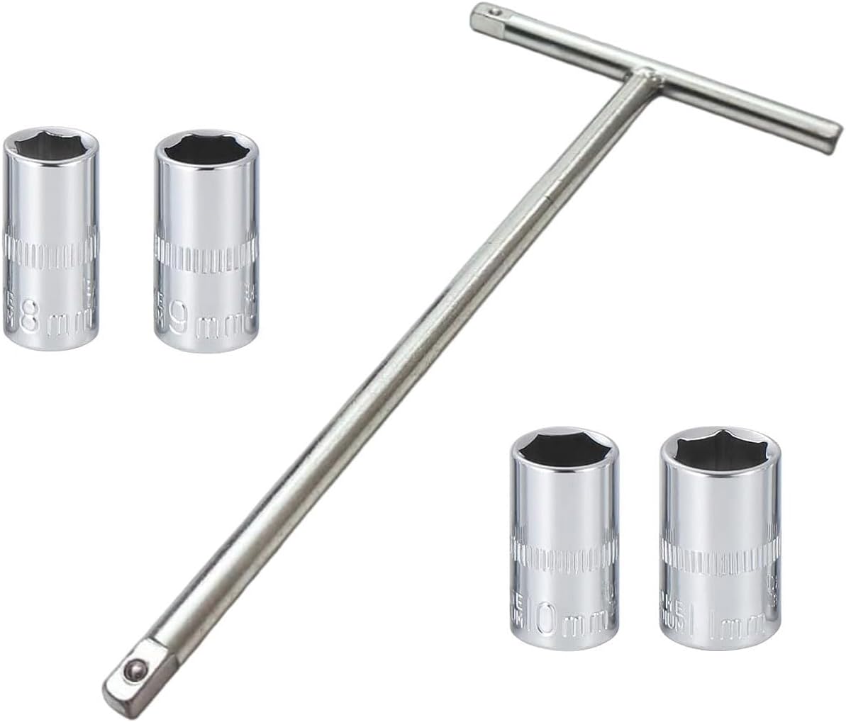 ikis Wrench Spanner set 1/4 drive 8mm, 9mm, 10 mm and 11mm hex socket set with 08 inch T handle