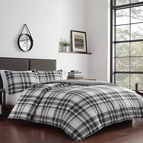 Image of Eddie Bauer - King Comforter Set, Cotton Reversible Bedding with Matching Shams, Plaid Home Decor for All Seasons (Coal Creek Grey, King)