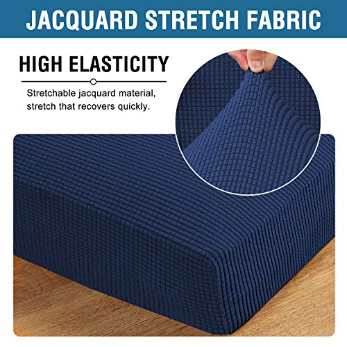 H.versailtex Super Stretch Individual Seat Sofa Covers Slipcover Sets Thick Jacquard Textured Twill Fabric (2 Piece Medium Sofa Cushion Covers, Navy) #TOP3