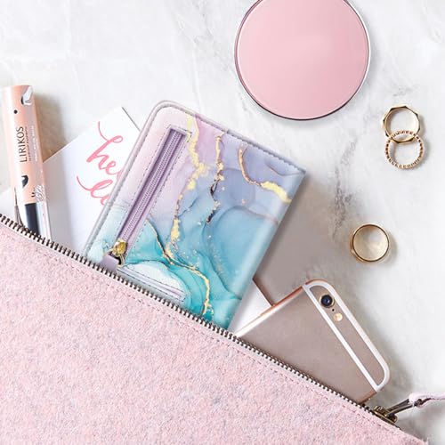 Image of Small Womens Wallet Thin Credit Card Holder Pocket Mini Purse | Compact Women Slim RFID Blocking Wallets Bifold Ladies Pocket Card Holders for Travel & Daily Use, Colorful