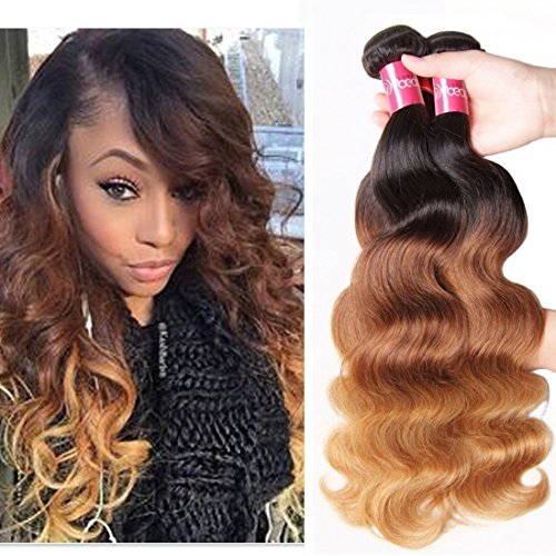 Sunber 10A Ombre Brazilian Virgin Body Wave Hair 3 Bundles Ombre Human hair Body Wave 100% Human Hair Extensions 3 Tone 1b 4 27 Color ( 18 20 22 )