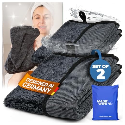 Magicwipe® Badkamerdroogdoek XXL (40 × 60 cm, 2 stuks) - verwijdert kalk- en hardwatervlekken in enkele seconden met gewoon water, streepvrij voor doucheglas en tegels, herbruikbare microvezeldoek