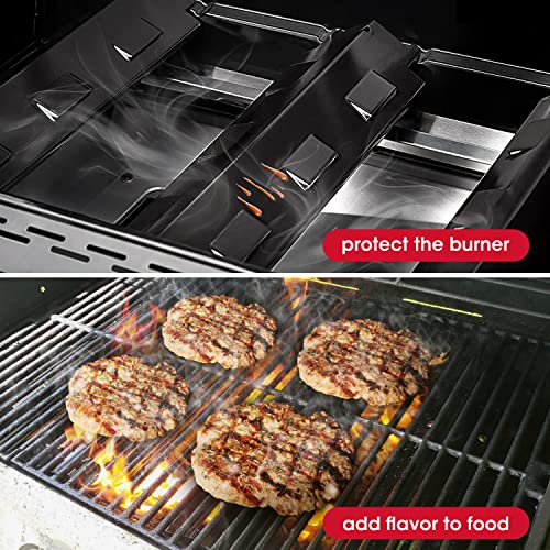 Unicook Grill Heat Plates 14 5/8"L, Grill Burner Covers Replacement 4 Pack, Gas Grill Parts Heat Tent, Heavy Duty Porcelain Flame Deflector, Flavorizer Bars For Charbroil, Kenmore, Brinkmann And More #TOP3