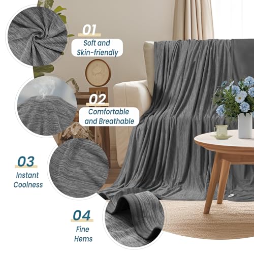 WOLTU Kühldecke 2 in 1, Sommerdecke Arc-Chill, Q-Max  0,45, Doppelseitige Decke für Sommer, selbstkühlend atmungsaktiv leicht, 150 x 200 cm, Grau