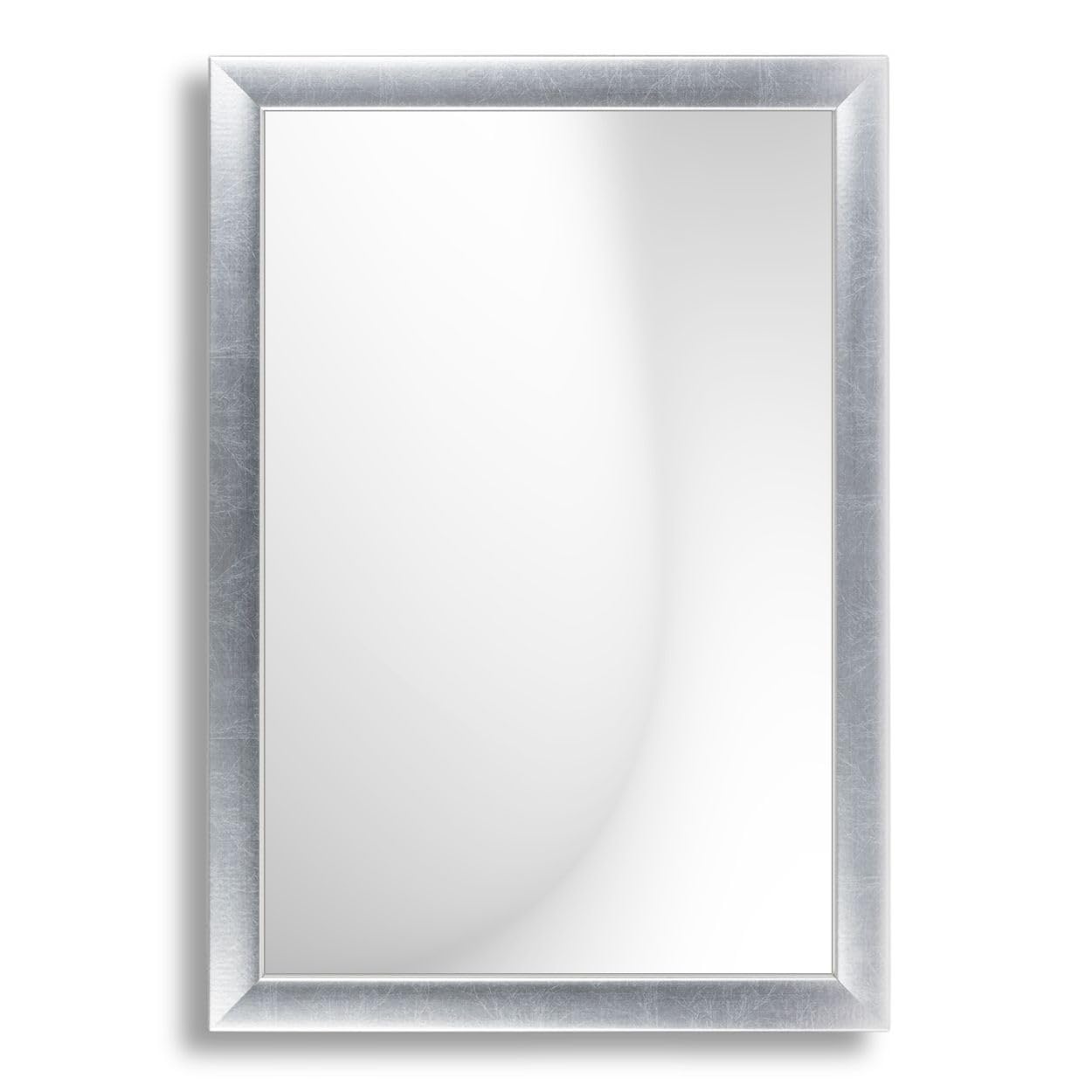 'N°3' Wandspiegel 70x120 cm Spiegel mit Rahmen | Silber | Moderner Ganzkörperspiegel mit 38 mm breitem Holzrahmen | Inkl. Metall Aufhänger und Wandmontagematerial