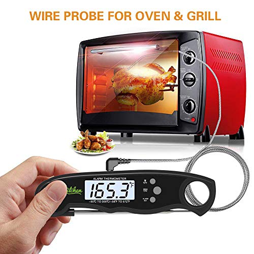 Intel Kitchen Accurate Instant Read Meat Thermometer Dual Probe Alarm Versatile Pre-Calibrated Digital Kitchen Oven BBQ Grill Smoker Backlight LCD Calibration Food Cool Meat Temperature Guide – Black - Thumbnail 3