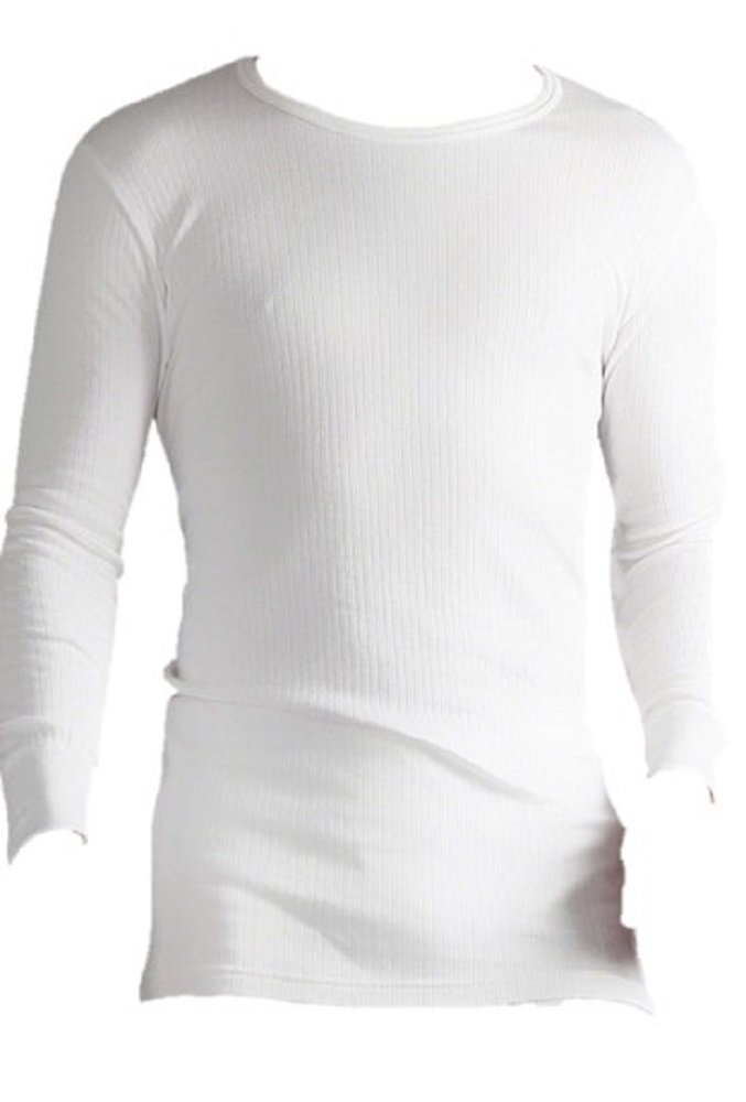 Mens Genuine Original Thermal Winter Warm Long Sleeve Vest/T-Shirt Top - White