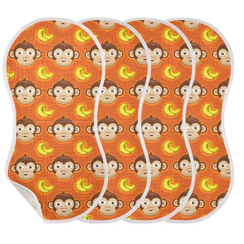 Cartoon Monkey Bananas Orange Baby Burp Cloths Cotton Washcloths Absorbent Soft Burping Rags for Baby Girl Boy Muslin Burp Cloths 1 Pack3