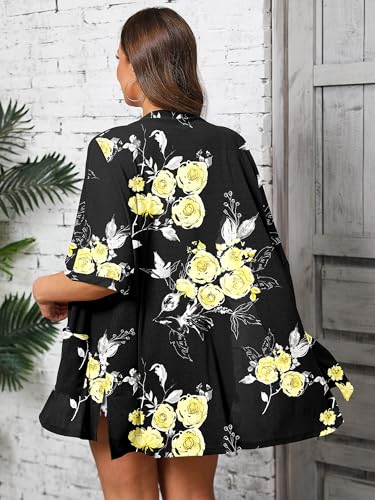 Image of AusLook Plus Size Cardigan for Women Short Sleeve Lightweight Open Front Shrug with Pockets for Dresses and Layering 1X-5X